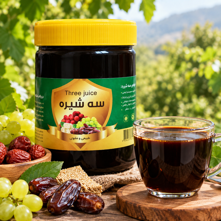 سه شیره طبیعی انگور ، توت و خرما ۵۰۰ گرم